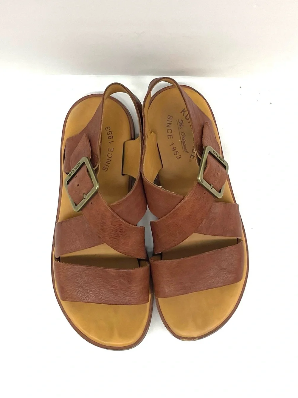 Kork-Ease Brown Leather Cross-Strap Slingback Sandals